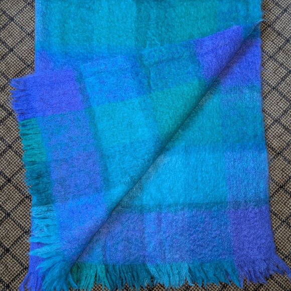 Avoca Handweavers Blanket Throw Mohair Wool Ireland Blue Purple Pink 65"x55" - Picture 7 of 11
